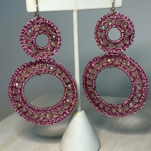 Free People, Boho Lightweight, Lavender W Delicate beading, Dangle Earrings New - Picture 8 of 8